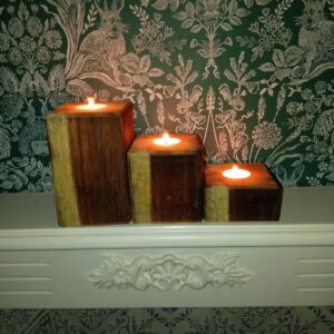 Reclaimed Oak Tea-Light Candle Trio